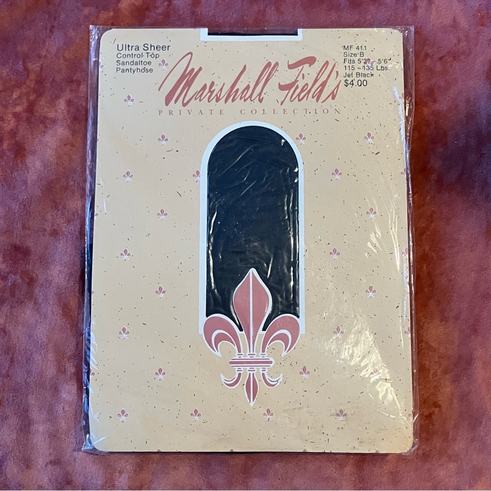 Vintage Marshall Field's Pantyhose Jet Black Size B